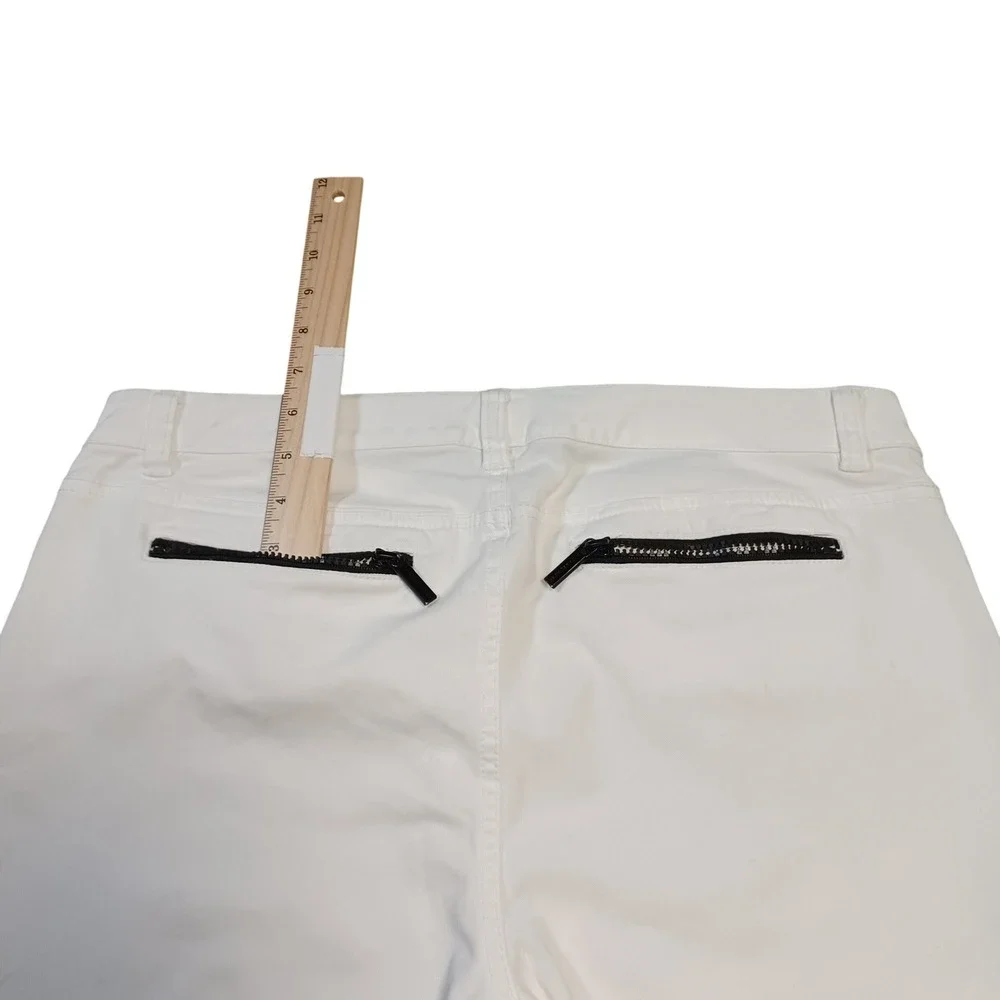 Michael Kors Womens White Moto Zipper Pants Slim Leg Ankle Zip Size‎ 12